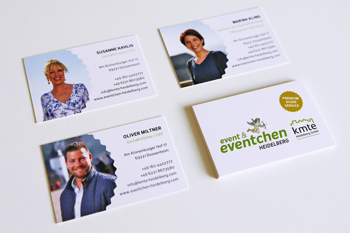 Visitenkarten von event und eventchen Heidelberg.